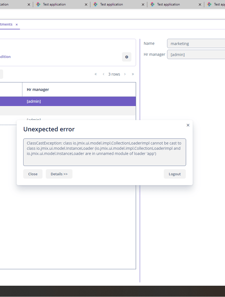 Ошибка ClassCastException: class io.jmix.ui.model.impl